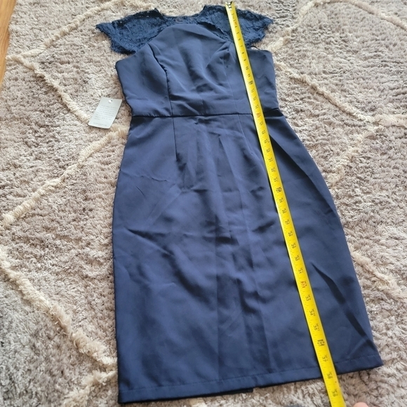 NWT Chi Chi London Lace Detail Bodycon Midi Dress in Blue 8 - Picture 10 of 13